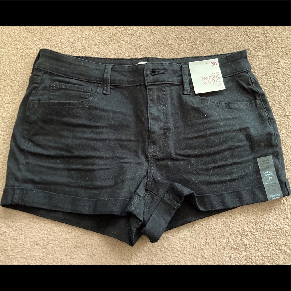 NWT SO juniors black shorts